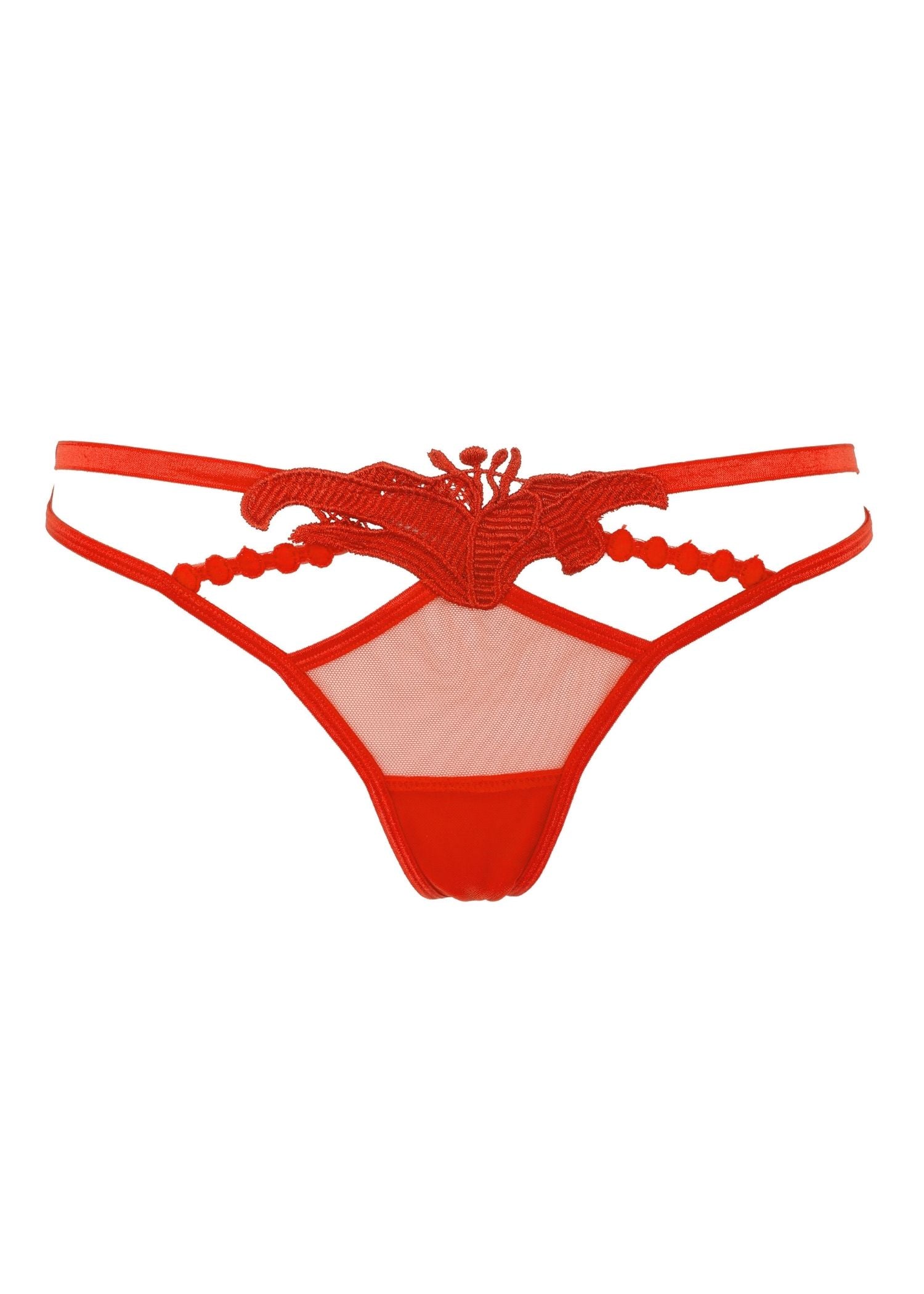 Bluebella Amina Red Embroidery Thong - Sexy Lingerie