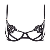 Bluebella Aria Open Bra - Black Embroidery Cupless Bra | Avec Amour Sexy Lingerie