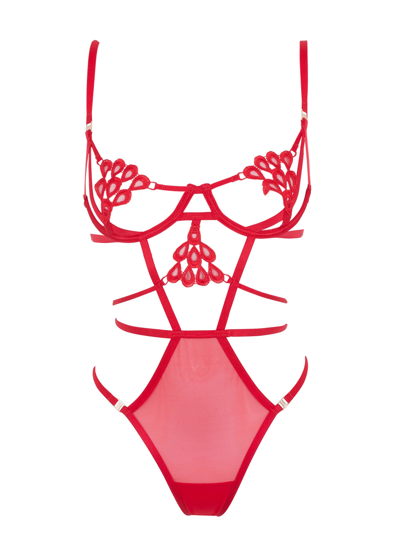 Bluebella Aria Wired Body (Red) - Cupless Bodysuit | Avec Amour Sexy Lingerie