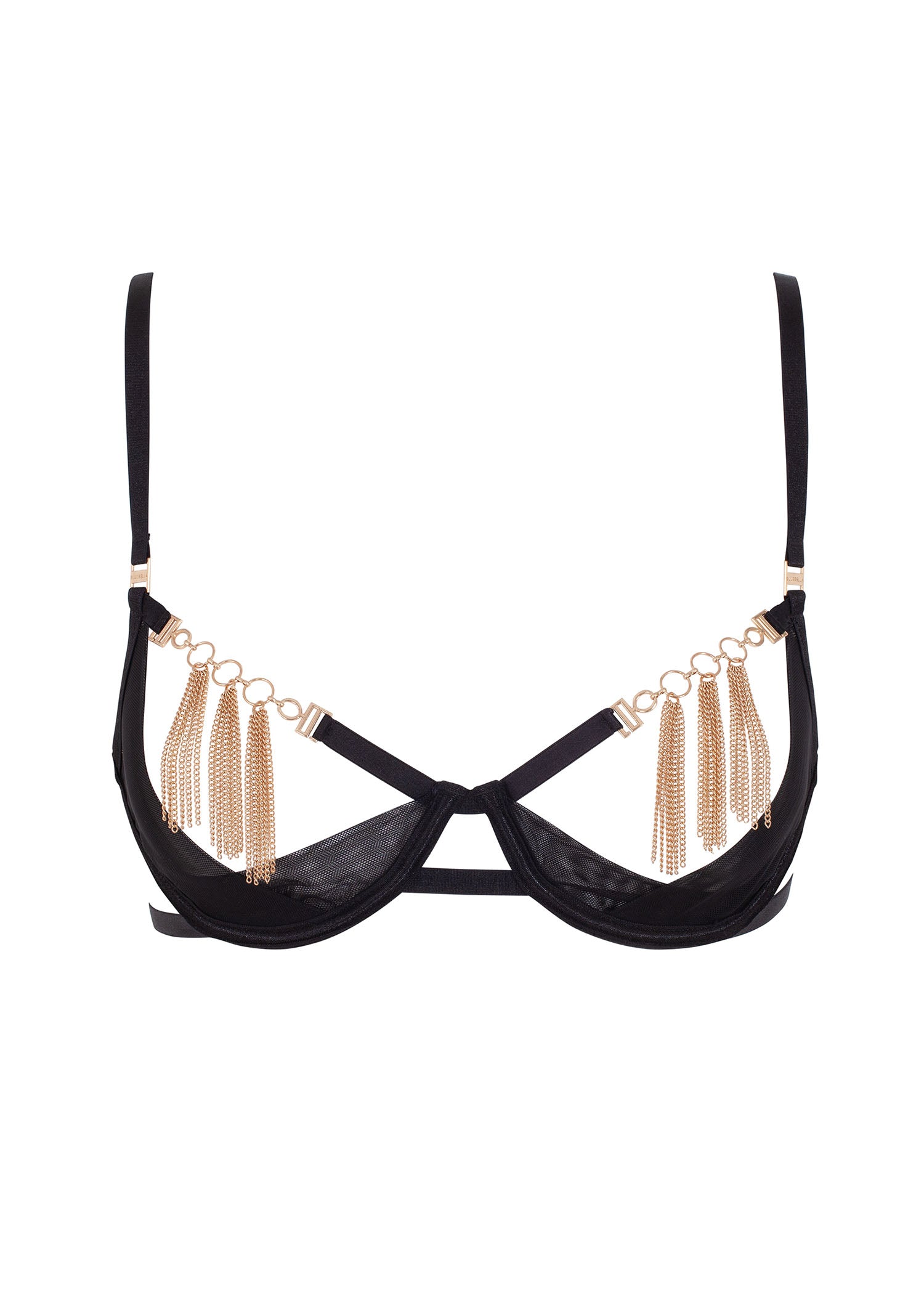 Bluebella Aurora Open Bra (Black/Gold) - Underwired Cupless Bra | Avec Amour Sexy Lingerie
