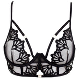 Bluebella Caramella Bra Black | Longline Embroidery Mesh Bra