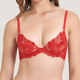 Bluebella Colette Bra (Tomato Red) - Underwired Embroidery Lace Bra | Avec Amour Sexy Lingerie