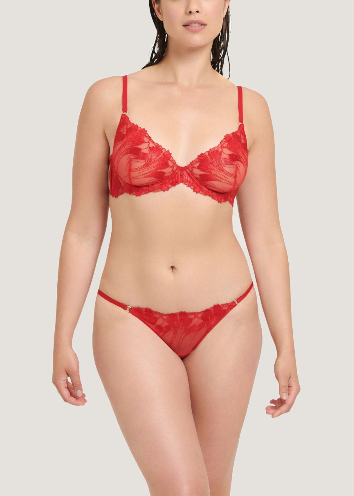 Bluebella Colette Bra (Tomato Red) - Underwired Embroidery Lace Bra | Avec Amour Sexy Lingerie