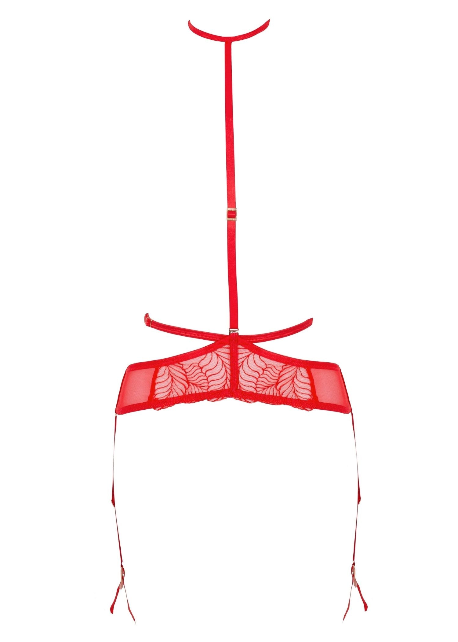 Bluebella Enya Red Lace Suspender with Detachable Harness - Luxury Lingerie