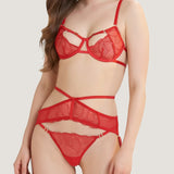 Bluebella Enya Red Lace Suspender with Detachable Harness - Luxury Lingerie