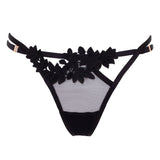 Bluebella Harley Black Embroidery Thong - Luxury Lingerie