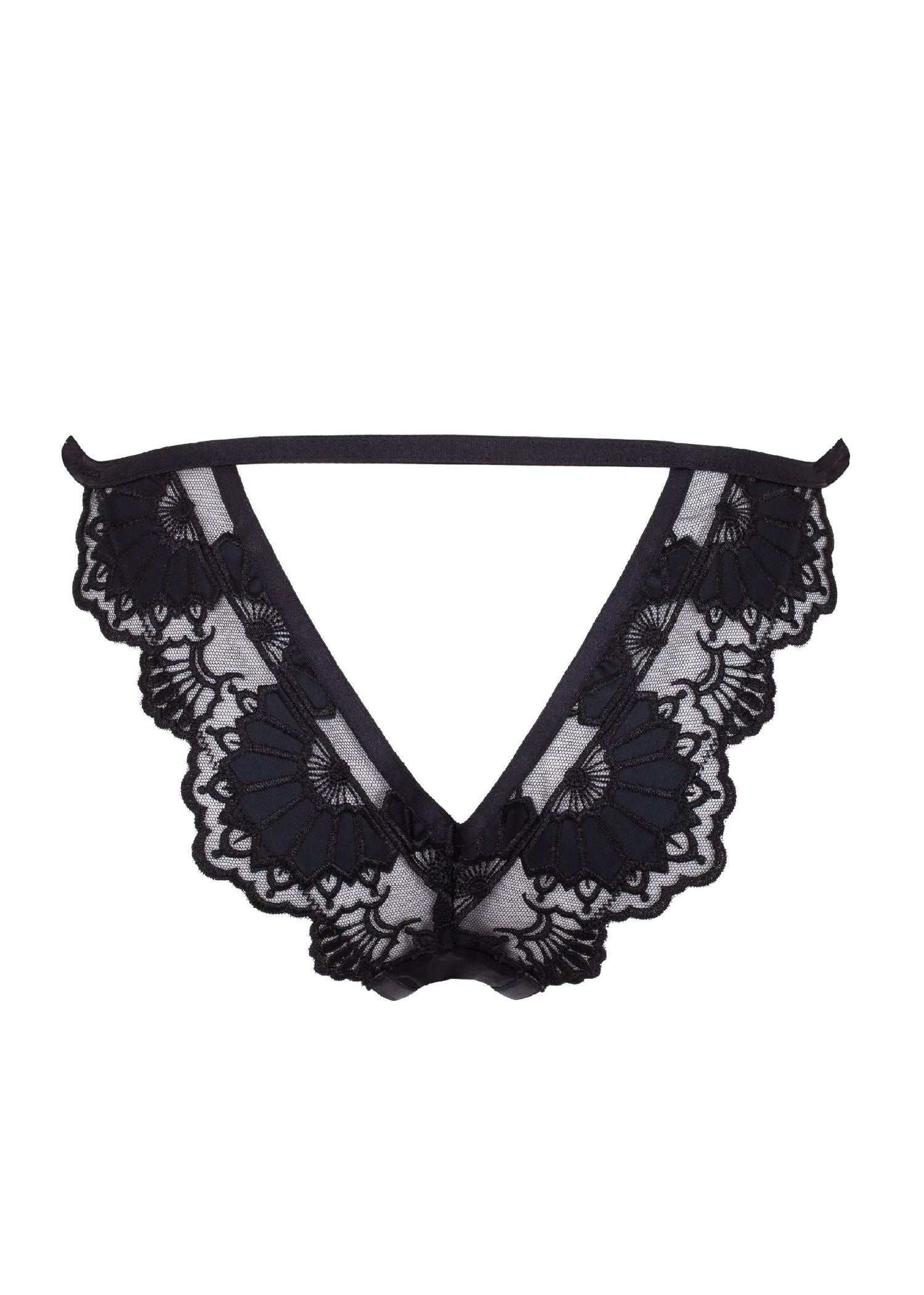 Bluebella Ina Open Back Brief - Black Mesh Peephole Panty - Sexy Lingerie