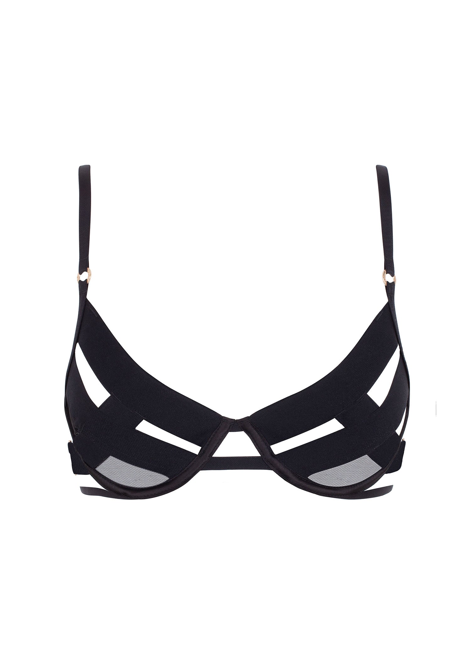 Bluebella Mandra Bra (Black) - Bondage Cupless Underwired Bra | Avec Amour Sexy Lingerie