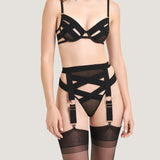 Bluebella Mandra Bra (Black) - Bondage Cupless Underwired Bra | Avec Amour Sexy Lingerie