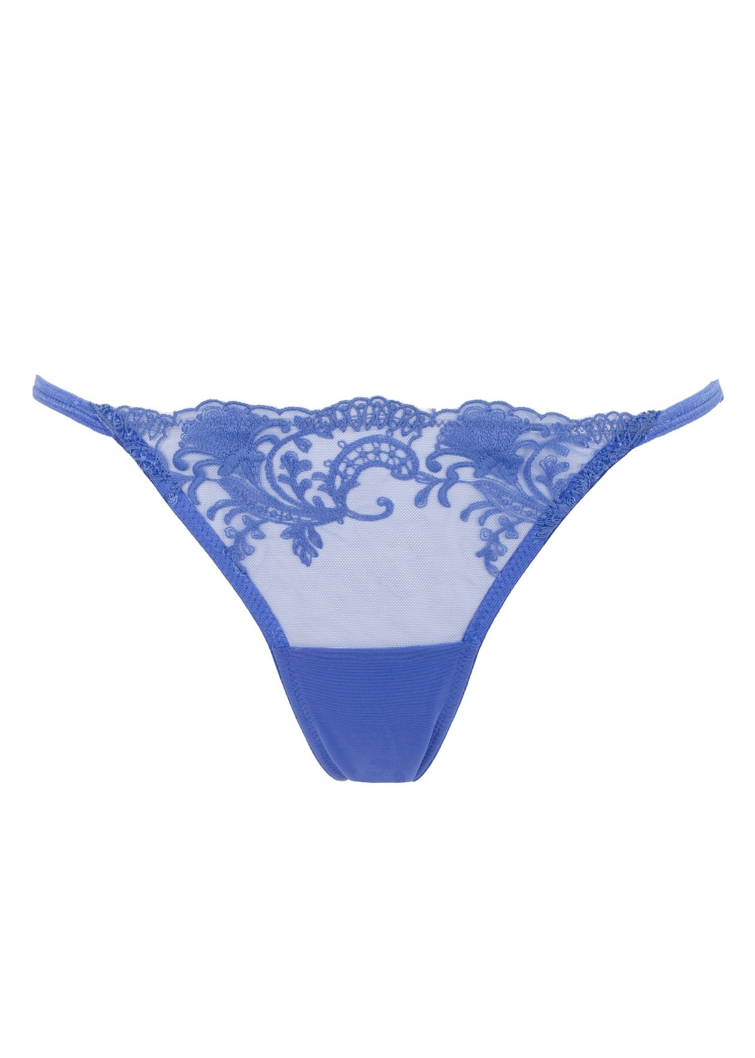 Bluebella Marseille Amparo Blue Mesh Embroidery Brief - Luxury Lingerie