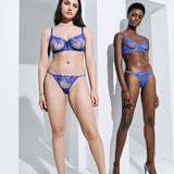 Bluebella Marseille Amparo Blue Mesh Embroidery Brief - Luxury Lingerie