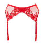 Bluebella Marseille Suspender (Tomato Red) - Soft Embroidery Lace | Avec Amour Luxury Lingerie