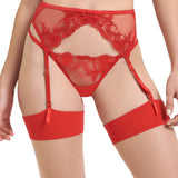 Bluebella Marseille Suspender (Tomato Red) - Soft Embroidery Lace | Avec Amour Luxury Lingerie