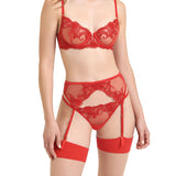 Bluebella Marseille Suspender (Tomato Red) - Soft Embroidery Lace | Avec Amour Luxury Lingerie