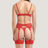 Bluebella Marseille Suspender (Tomato Red) - Soft Embroidery Lace | Avec Amour Luxury Lingerie