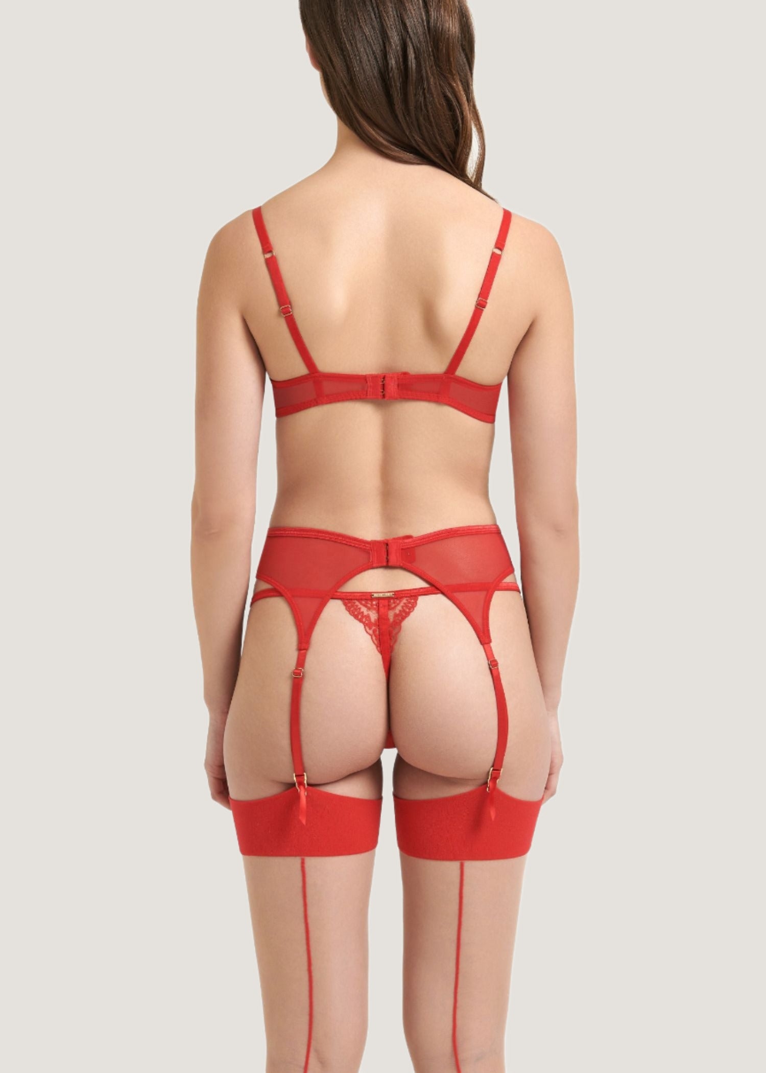 Bluebella Marseille Suspender (Tomato Red) - Soft Embroidery Lace | Avec Amour Luxury Lingerie
