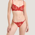Bluebella Marseille Thong (Tomato Red) - Superfine Embroidery Lace | Avec Amour Luxury Lingerie