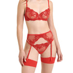 Bluebella Marseille Thong (Tomato Red) - Superfine Embroidery Lace | Avec Amour Luxury Lingerie