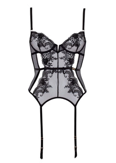 Bluebella Marseille Underwired Black Basque - Bodysuit - Luxury Lingerie