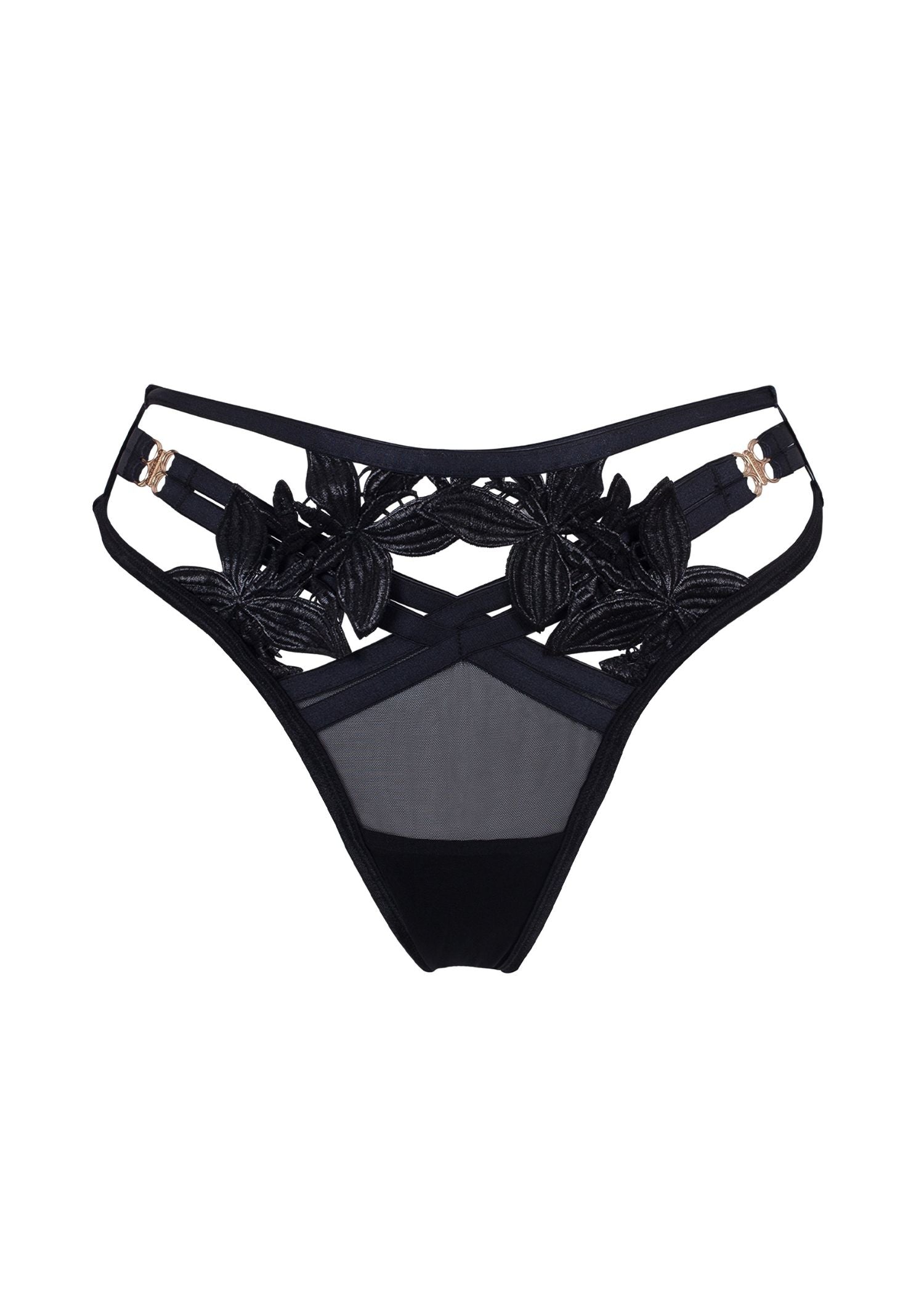 Bluebella Ophelia High-Waisted Thong (Black) | Avec Amour Sexy Lingerie