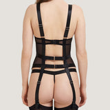Bluebella Sawyer Wired Mesh Basque (Black) - Luxury Lingerie