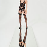Bluebella Sawyer Wired Mesh Basque (Black) - Luxury Lingerie