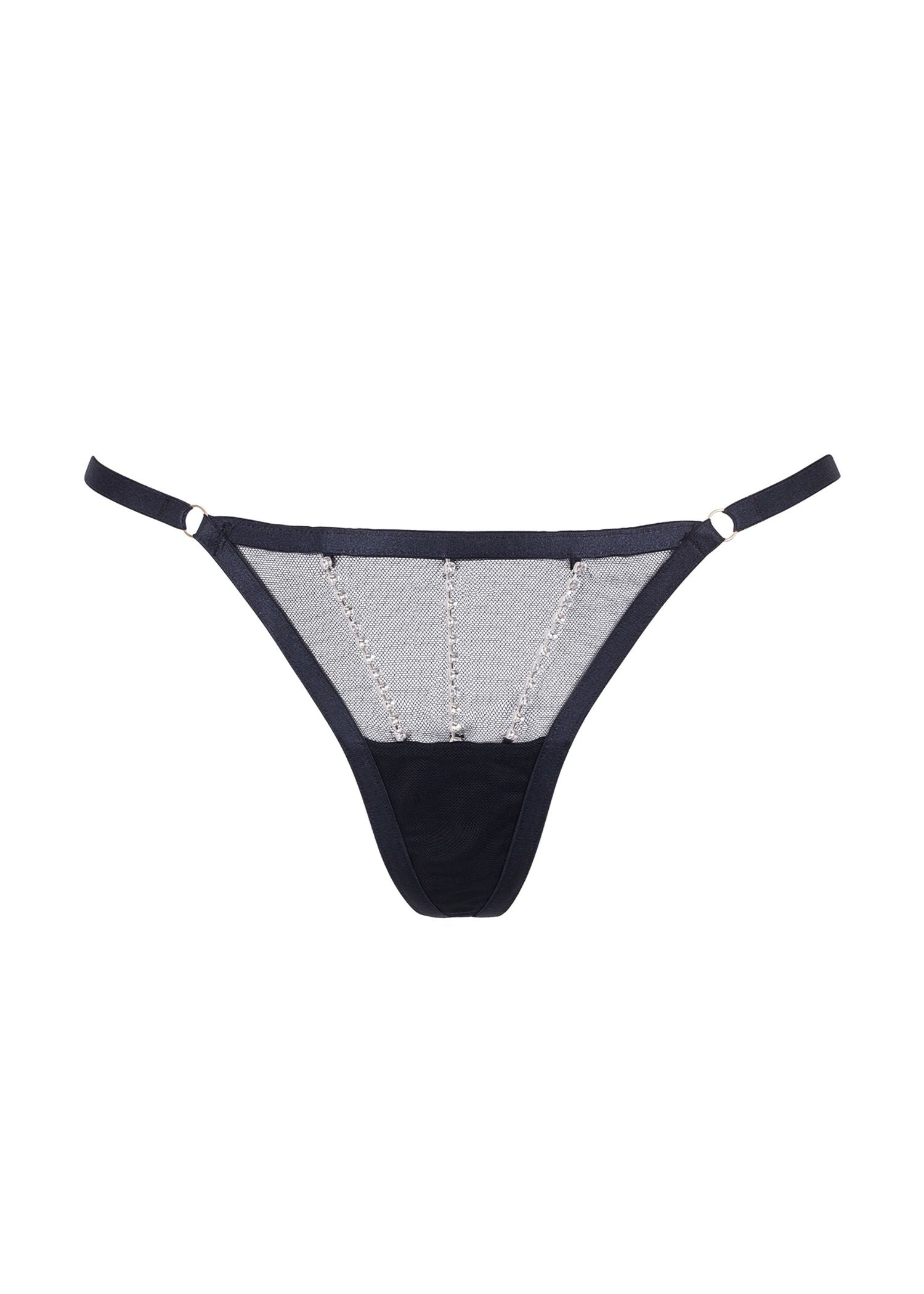Bluebella Zenn Thong (Silver/Black) | Avec Amour Sexy Lingerie