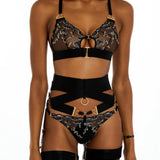 Bordelle Aurea Suspender Belt (Black) - Luxury Lingerie - Sexy Lingerie