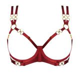 Bordelle Kleio Ouvert Wired Bra (Burnt Red) - Cupless Open Bra | Avec Amour Luxury Lingerie