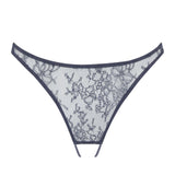 Coco de Mer Arabela Open Knicker - Grey Lace Ouvert Brief - Sexy Lingerie