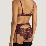 Coco de Mer Camellia Suspender Knicker (Sienna) - Red Lace Panty with Suspender | Avec Amour Luxury Lingerie