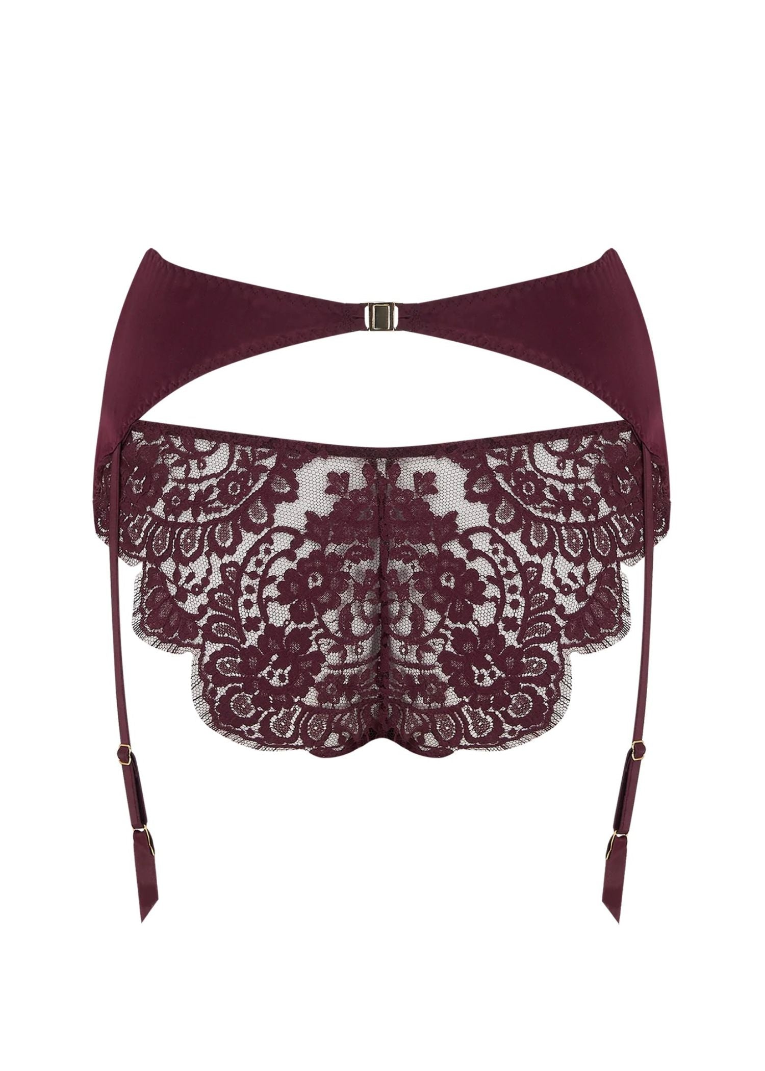 Coco de Mer Camellia Suspender Knicker (Sienna) - Red Lace Panty with Suspender | Avec Amour Luxury Lingerie