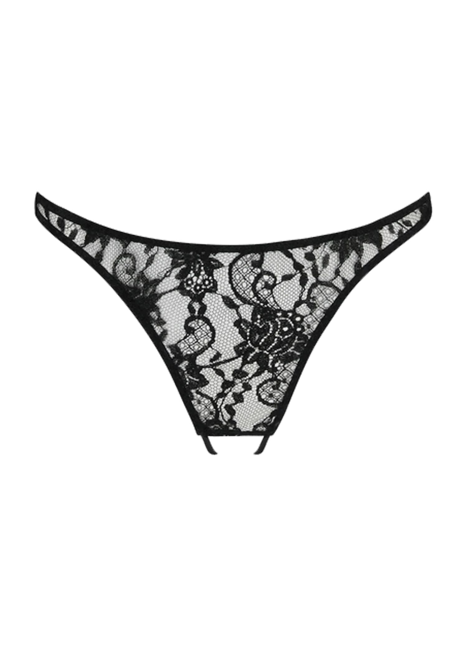 Coco de Mer Hera Open Knicker (Black) - Crotchless Panty | Avec Amour Sexy Lingerie