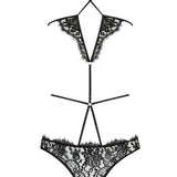 Coco de Mer - Hera Playsuit (Black) - Cupless, Ouvert | Avec Amour Sexy Lingerie