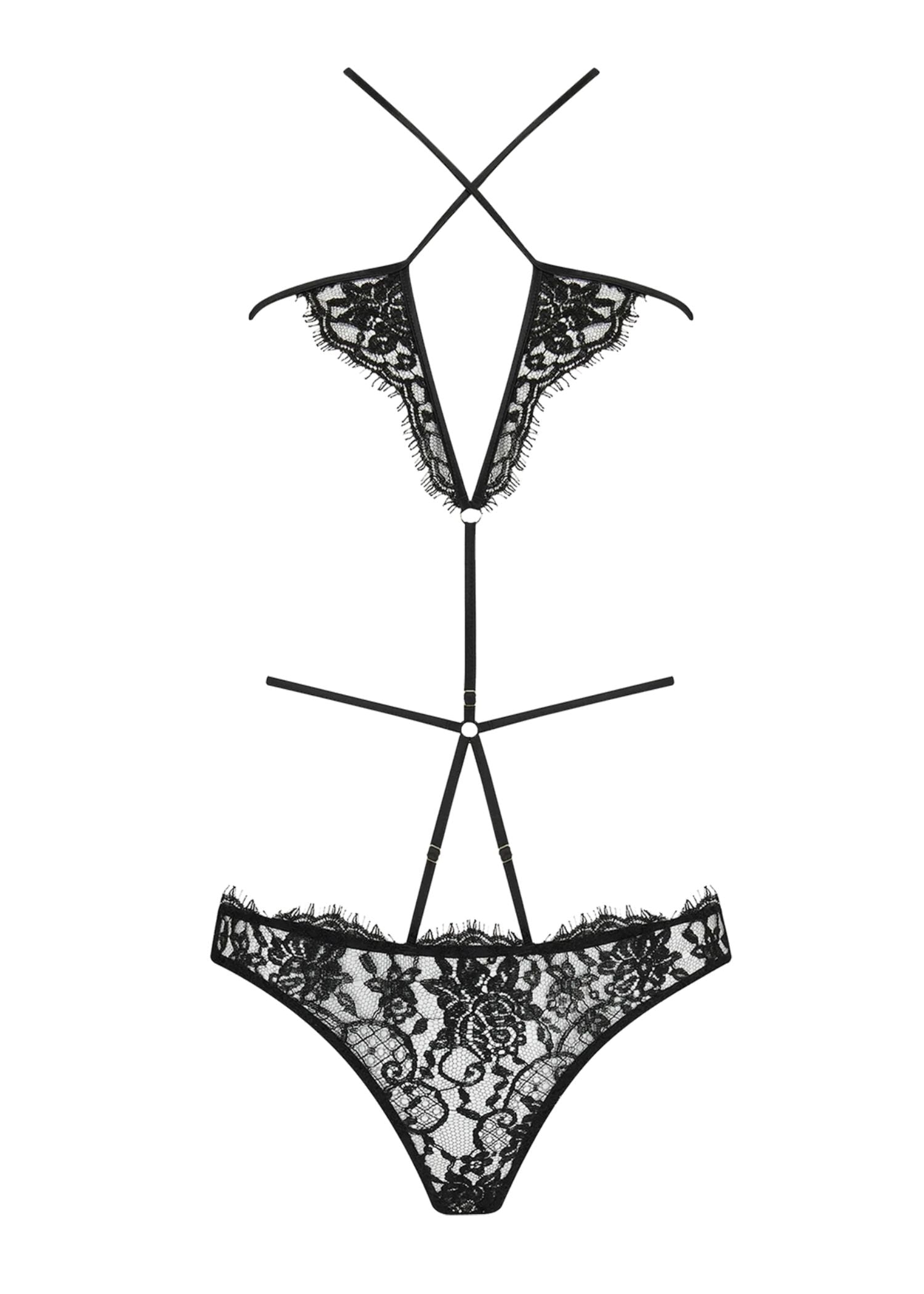 Coco de Mer - Hera Playsuit (Black) - Cupless, Ouvert | Avec Amour Sexy Lingerie