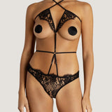 Coco de Mer - Hera Playsuit (Black) - Cupless, Ouvert | Avec Amour Sexy Lingerie