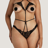 Coco de Mer - Hera Playsuit (Black) - Cupless, Ouvert | Avec Amour Sexy Lingerie