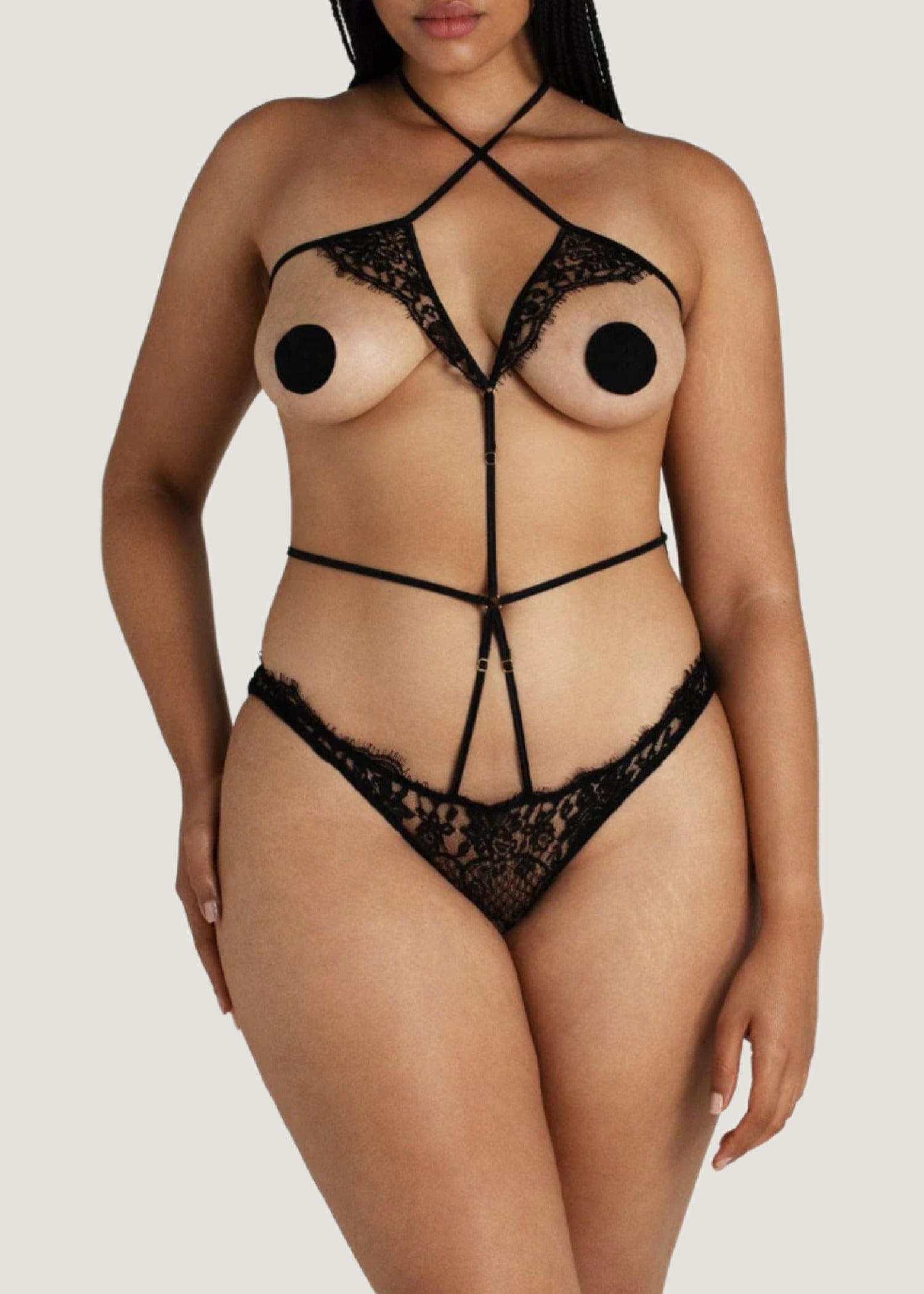 Coco de Mer - Hera Playsuit (Black) - Cupless, Ouvert | Avec Amour Sexy Lingerie