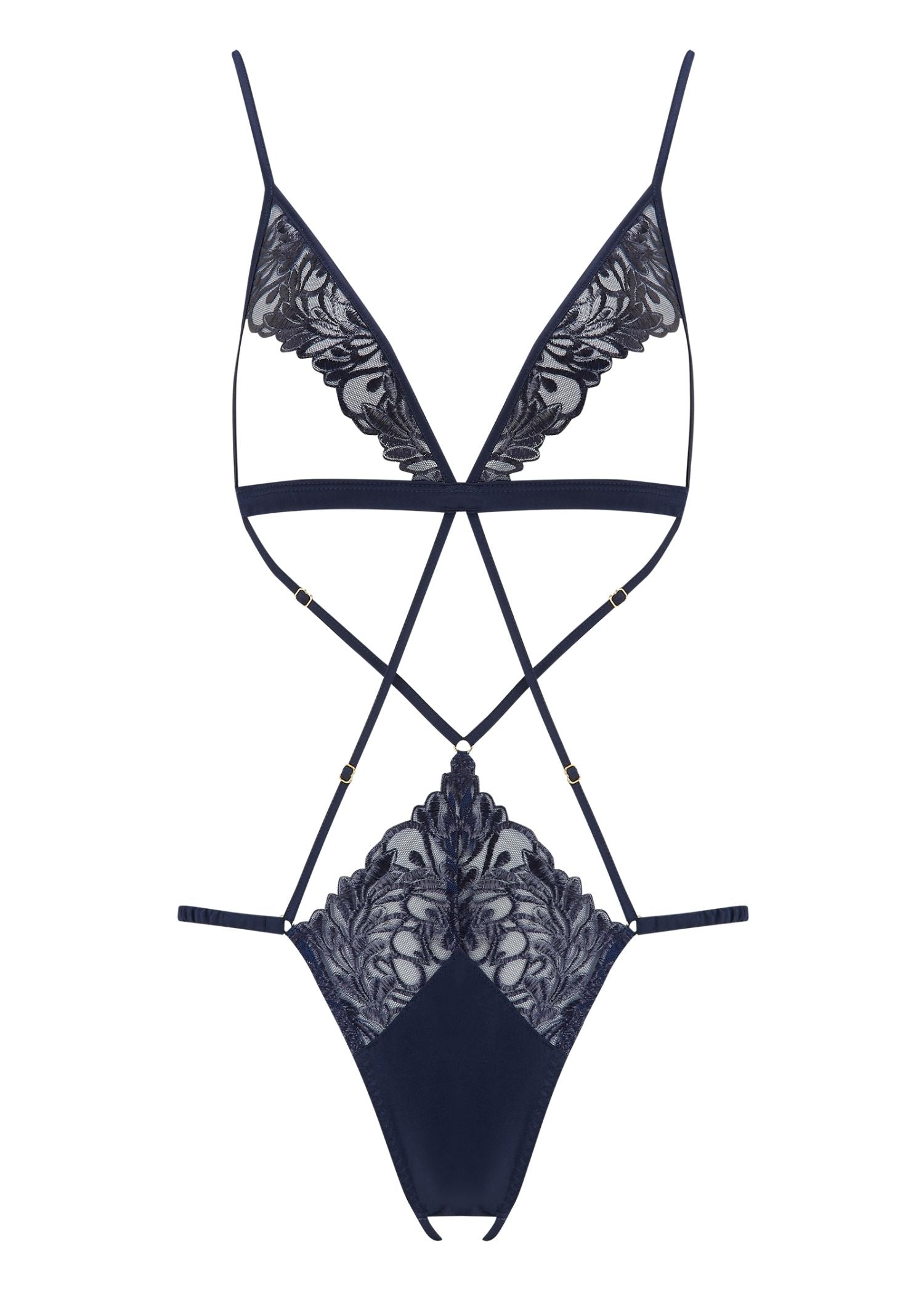 Coco de Mer Iris Playsuit (Midnight Blue) - Sexy Lingerie