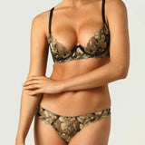 Coco de Mer Aria Plunge Bra Underwire Gold Embroidery - Luxury Lingerie
