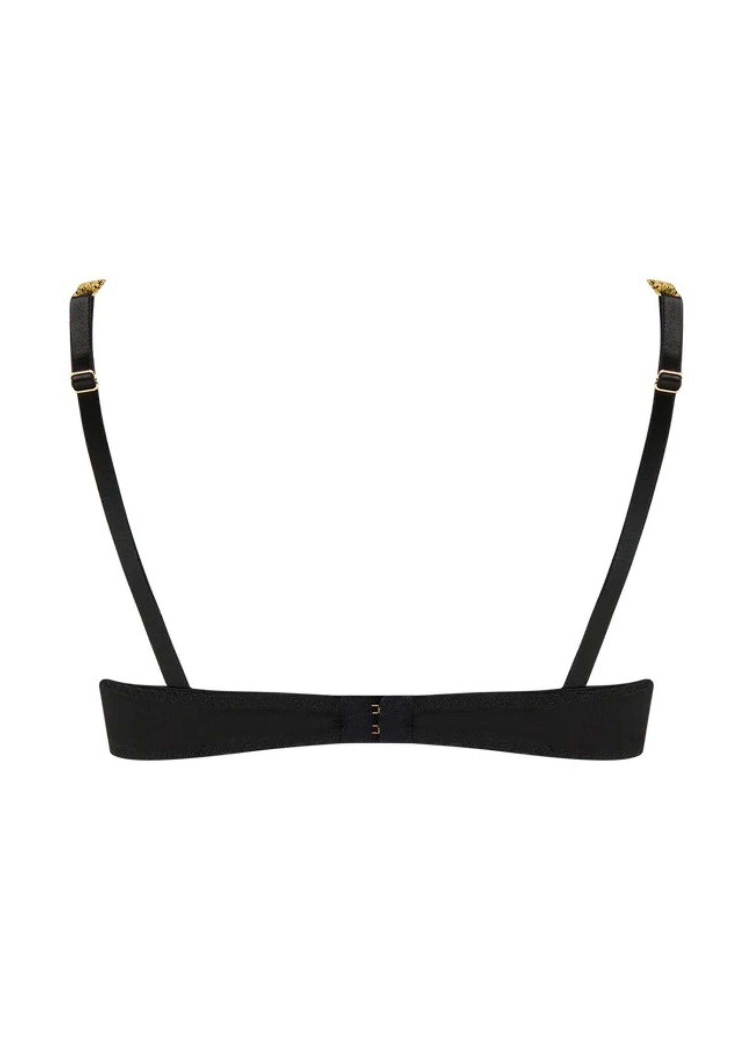 Coco de Mer Olympia Quarter Cup Bra (Black/Gold) | Avec Amour Luxury Sexy Lingerie
