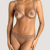 Coco de Mer Paeonia Open Knicker - Taupe Lace - Ouvert Panty | Avec Amour Sexy Lingerie