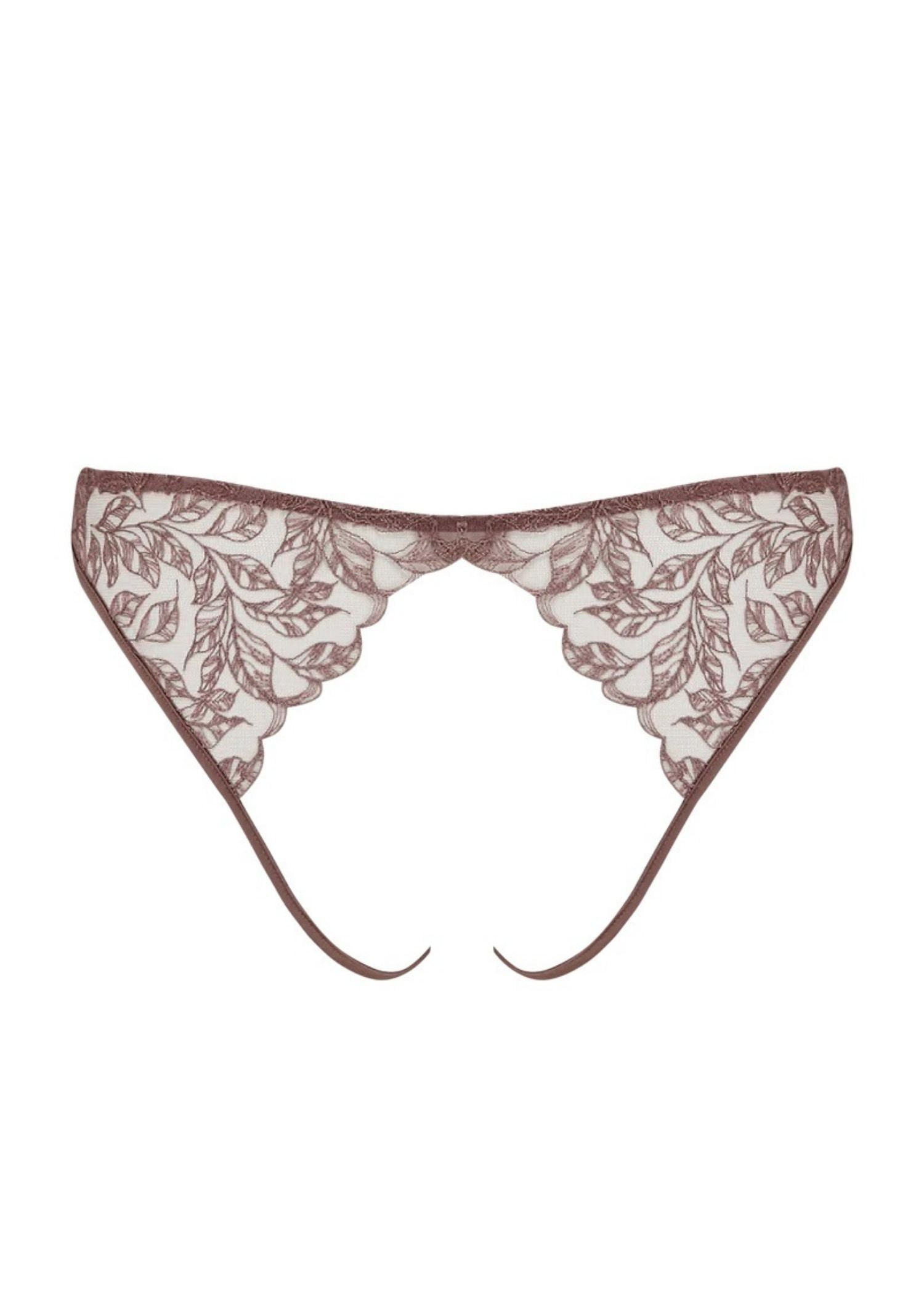 Coco de Mer Paeonia Open Knicker - Taupe Lace - Ouvert Panty | Avec Amour Sexy Lingerie