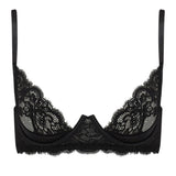 Coco de Mer Seraphine Black Lace Quarter Cup Plunge Bra - Sexy Lingerie