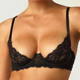 Coco de Mer Seraphine Black Lace Quarter Cup Plunge Bra - Sexy Lingerie