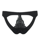 Coco de Mer Seraphine Black Lace Spanking Knicker - Open Back Brief - Sexy Lingerie