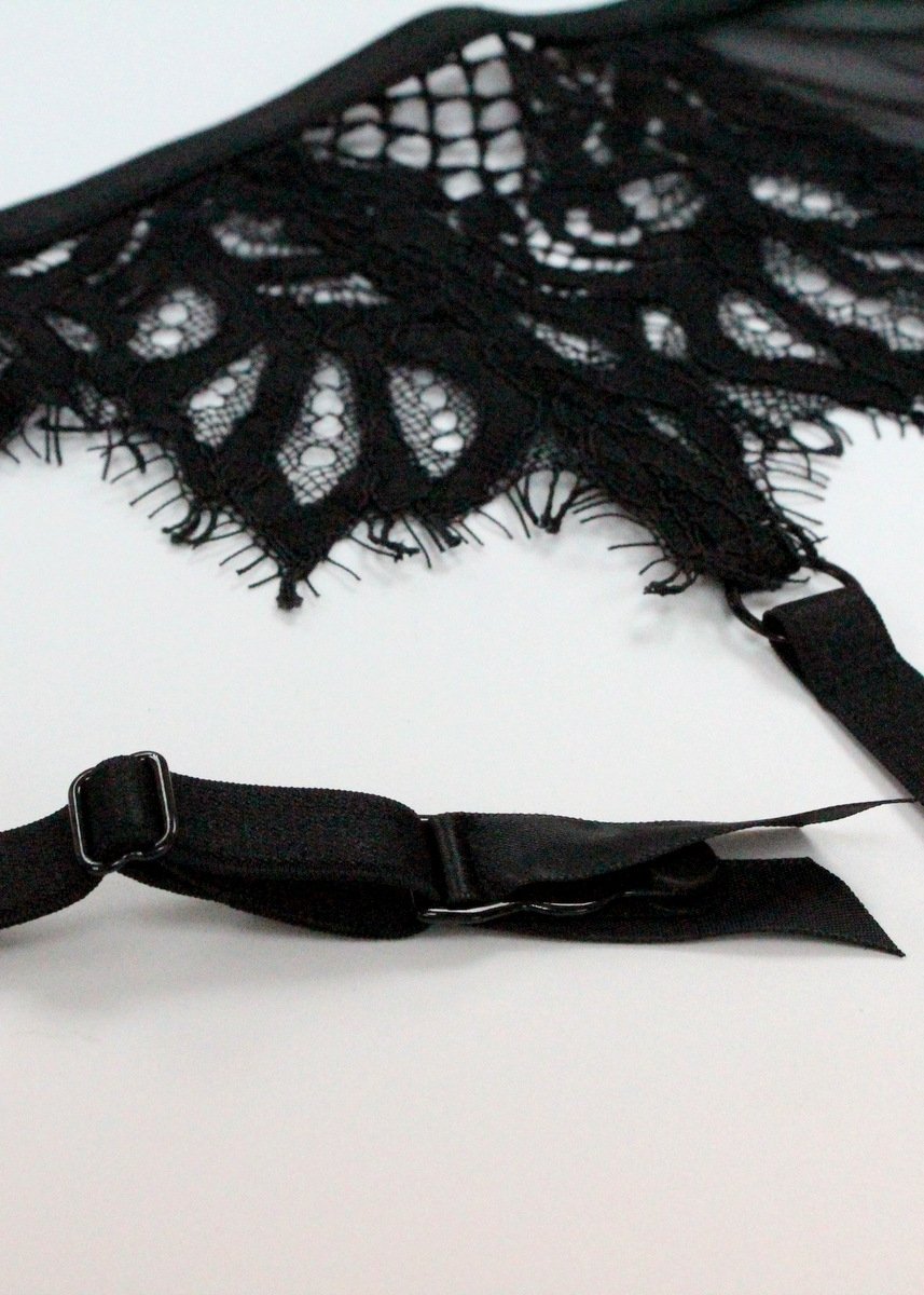 God Save Queens Valentina Lace Suspender Belt Black | Luxury Lingerie