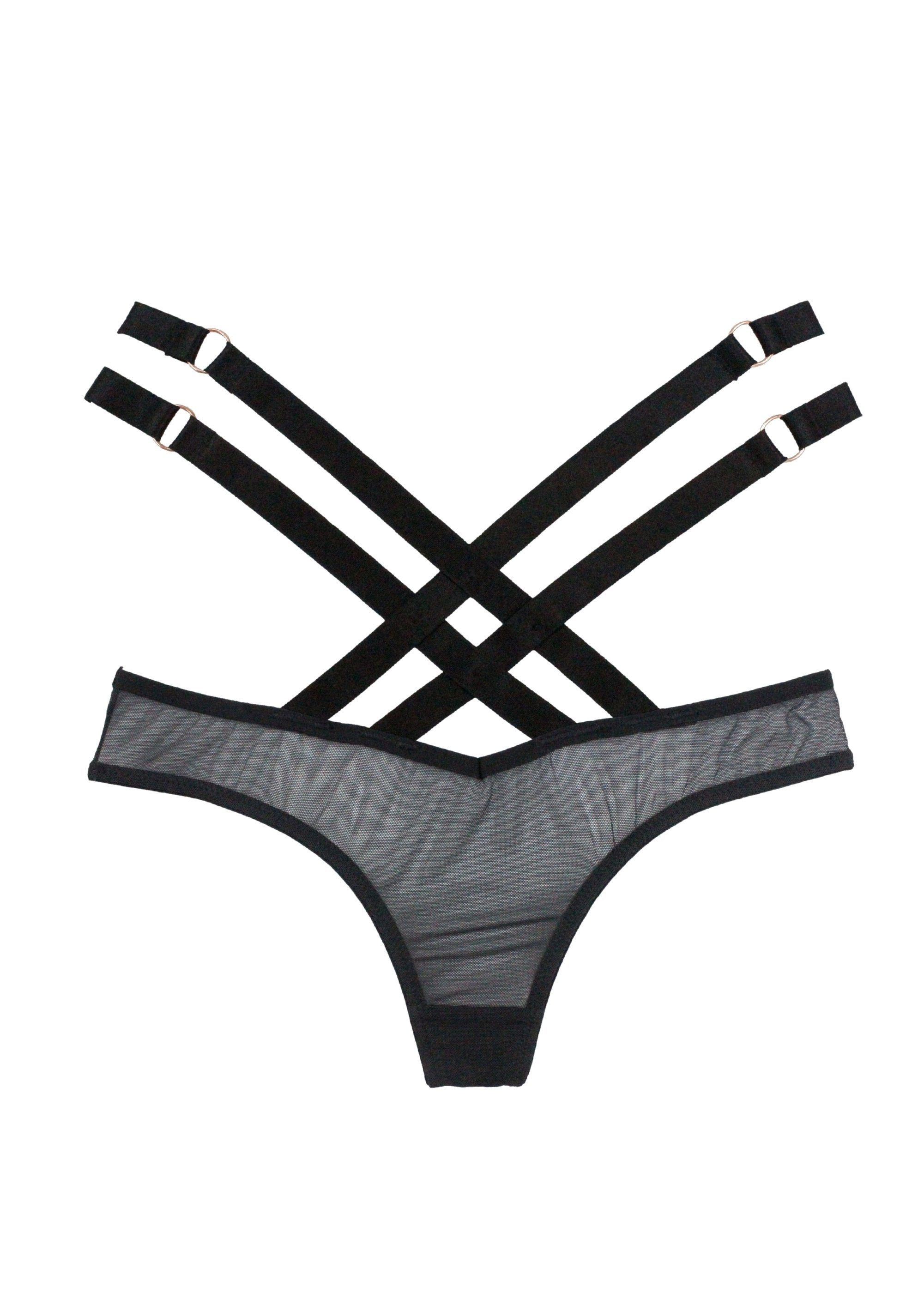 KissKill Addict (Black) Weave G-String - Avec Amour Lingerie Boutique