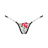 Lucky Cheeks Red Flower Luxury G-String - Swarovski Crystal Thong | Avec Amour Sexy Lingerie