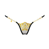Queen of Love (Black) Luxury G-String-Bottoms-Lucky Cheeks-AvecAmourLingerie